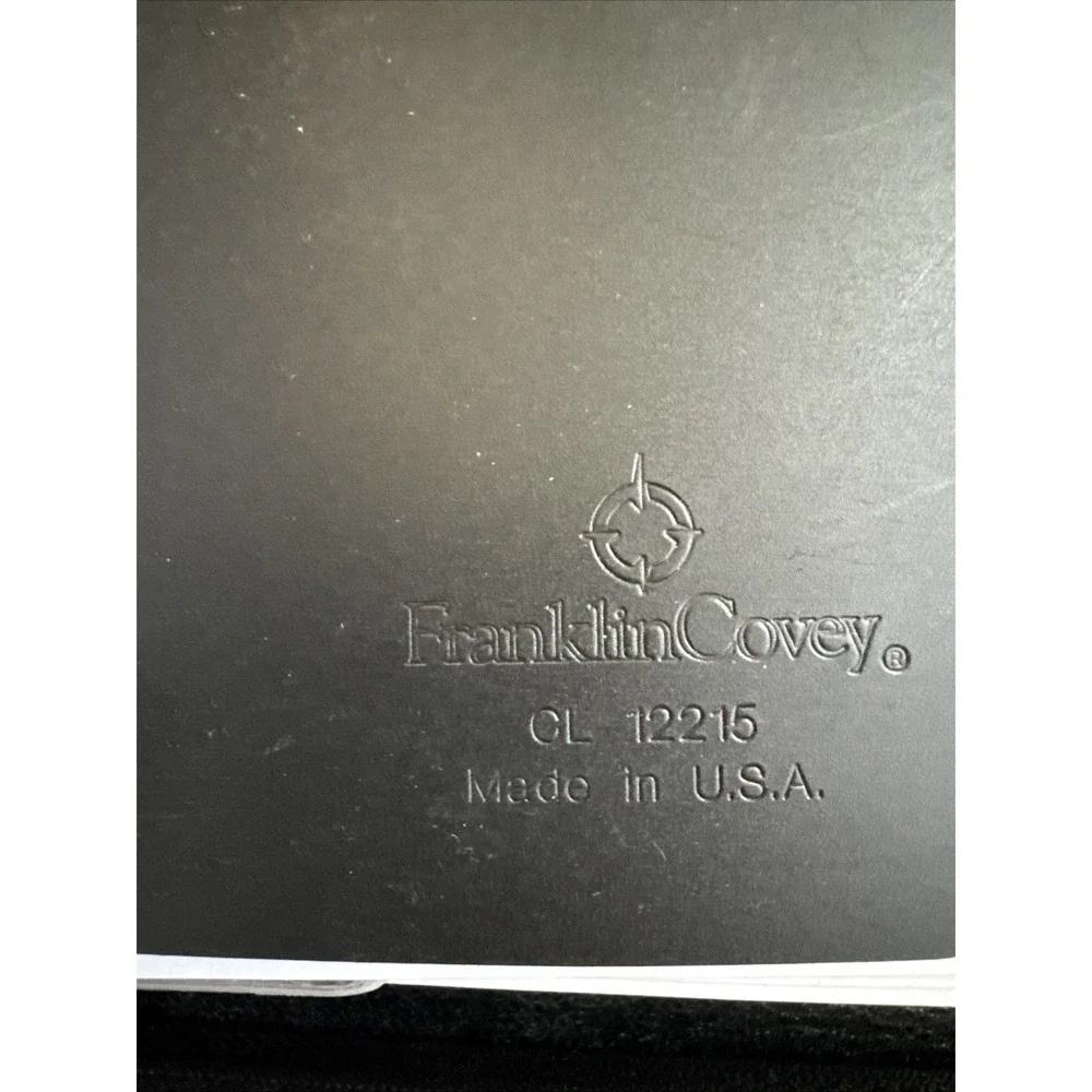 VTG 1996 Franklin Covey 7 Ring Napa Black Leather Zip Binder Style#CL 12215 EXC